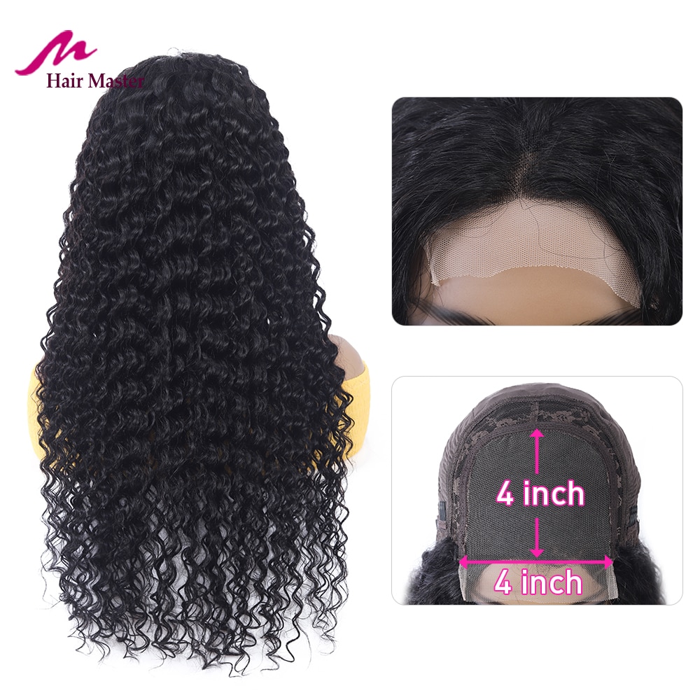 4*4 Closure Wigs Deep Wave Human Hair Wigs Brazilian Lace Closure Wig Remy Lace Wigs Pre Plucked Hairline Natural Baby Hair Remy